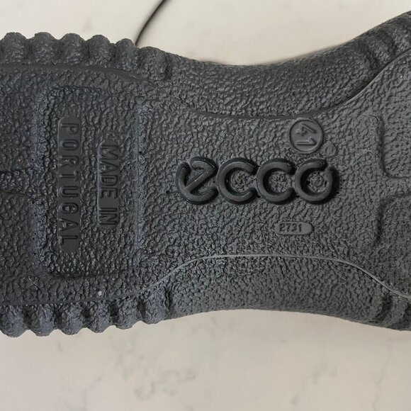 Ecco Soft Lace Up Leather Walking Sneaker w Gripper Outersole Black Sz 41 - Picture 14 of 15